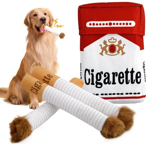 Jouet interactif pour Chien en Forme de Cigarette,Jouet couineur Jouet interactif avec Une boîte,Jouet en Peluche pour Chiens de Petite,Moyenne et Grande Taille