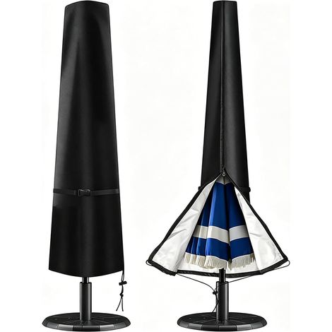 Housse Parasol Droit, Housses pour Parasols de Jardin Imperméable Oxford 210d avec Fermeture éclair et Sangle Réglable, Protection Parasol Anti-Uv et Anti-Vent aux Parasols de 2 à 2,7 M (1/5)