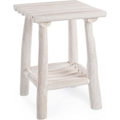 Tavolino "Sahel" con rami di teak sbiancato per arredamento -90 x h 38 cm (1/5)