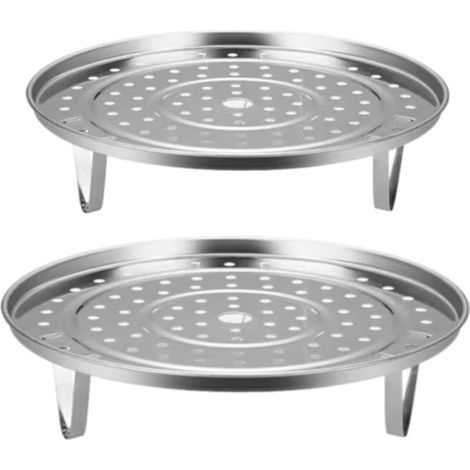Lot de 2 paniers vapeur ronds en acier inoxydable avec support vapeur, grille de refroidissement et accessoires pour autocuiseur. (1/5)