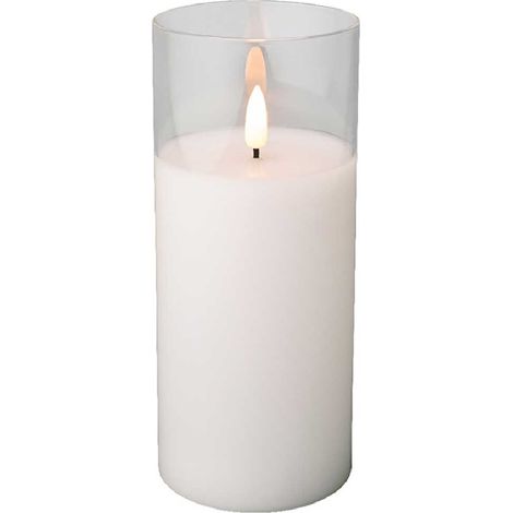 Candela a LED in vetro, decorativa, bianca, 17,5 cm (1/2)