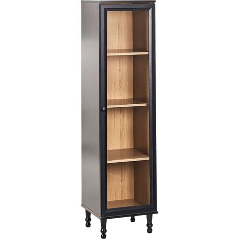 Armoire à Vitrine Décorative Scandinave en Bois d'Ingénierie Buffet Meubles de Salle à Manger Salon Noire Tingledale