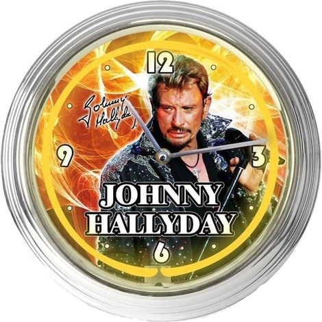 Horloge néon Jaune Johnny Hallyday