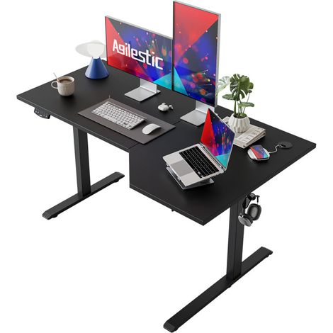 L-Shaped Electric Standing Desk, Height Adjustable Sit-Stand Desk for Home Office, Ergonomic Computer Desk with Spliced Board (1/5)