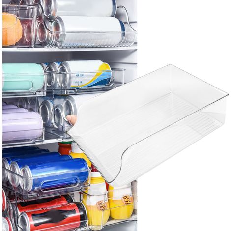Boîte de rangement pour réfrigérateur à une seule couche pour bières et colas, boîte de rangement transparente à roulettes pour boissons, support de rangement pour canettes à usage domestique, grande (1/5)