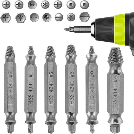 Juego 6 extractores tornillos regalo Navidad hombres, herramienta perforación extrae fácil tornillos tuercas pernos dañados oxidados rotos (1/5)