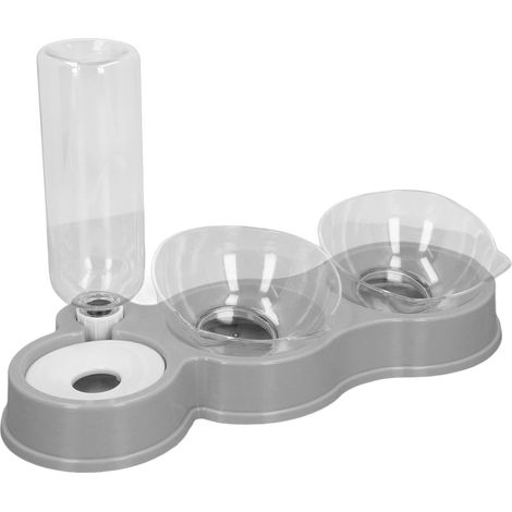 Gamelle pour animaux avec abreuvoir automatique, design incliné, pour une meilleure hygiène de vie des chats et chiens, compatible avec les aliments secs et humides. Convient pour la maison et l'intér (1/5)