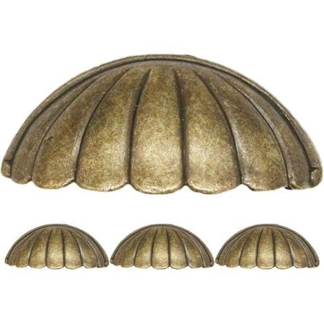 Poignée De Coquille, 4 Pièces Laiton Bouton De Porte Poignée Forme De Coquille, Rétro Poignées De Meubles Pour Porte D'armoire Poignées De Porte De Cuisine