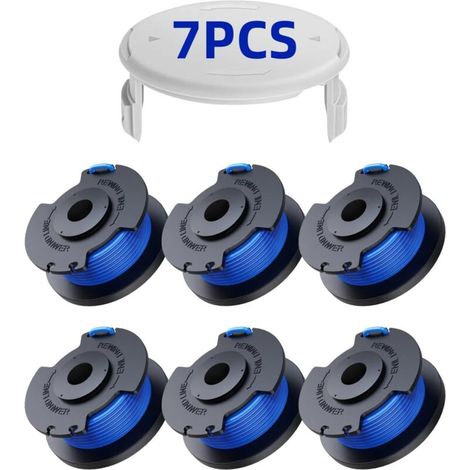 6 Pack Bobine Fil Coupe Bordure remplacements pour Ryobi One + AC14RL3A 18v 24v 40v Coupe Bordures, Bobine Ø 1,6mm, Longueur 20,11m (6 Bobine Fil Coupe Bordure,1 Couvercle) (1/5)