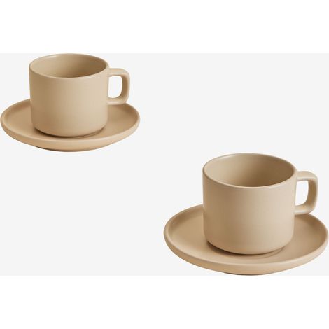 Pack di 2 tazze da caffè 26 cl con piattino in gres Sillex SKLUM