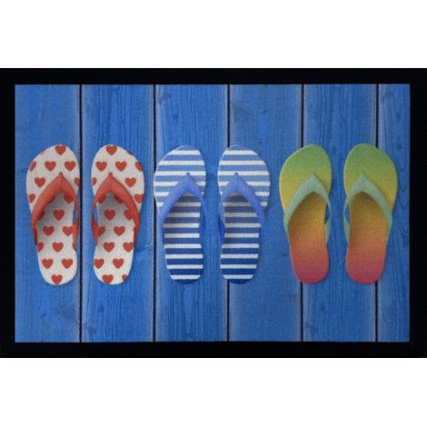 Tapis Entry Three Flip Flops Turquoise 40x60cm - Vica