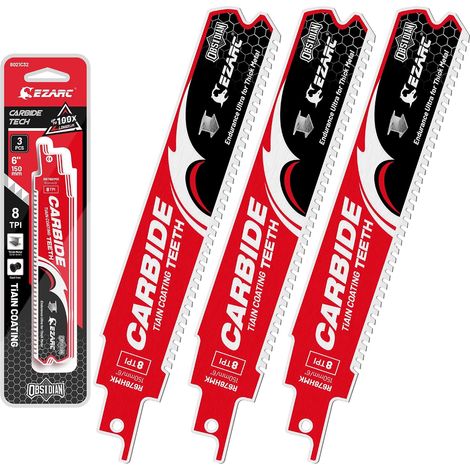 Lame de scie alternative en carbure d'obsidienne R678HMK 8TPI Endurance Ultra pour métaux épais, fonte et acier allié, 150 mm, lot de 3 (1/5)