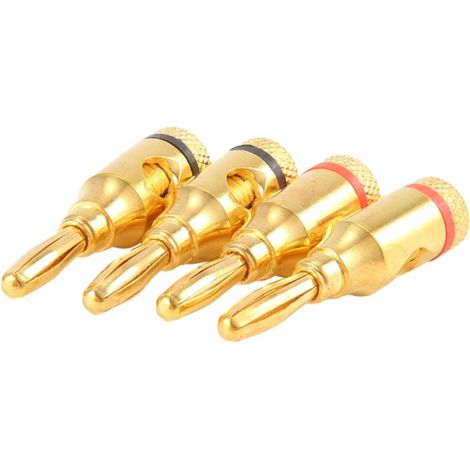 Fiches Banane 4 Mm Plaqué Or pour Connexion Câbles Enceintes Audio (1/4)