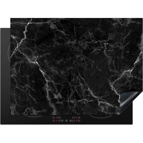 Induction Hob Protector Marble - Black - White - Texture - Marble look 71x52 cm