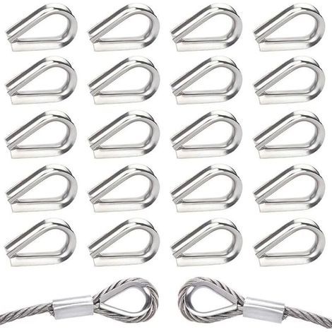 40 Pièces M5 Cosses de Câble Métallique en Acier Inoxydable 304 Cosse Coeur pour Cable Acier pour Câble Métallique 5mm-Karteo (1/5)
