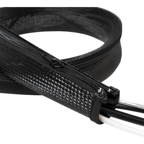 Gaine de gestion de câbles, noire, 2 m, fermeture éclair, flexible, ignifugée, diamètre 50 mm (1/3)