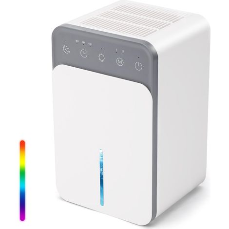 Luftentfeuchter 1500 ml, tragbare elektrische Luftentfeuchter, automatische Abtauung, 7 Farben, leiser Betrieb, automatische Abschaltung, Timer für Zuhause, Badezimmer