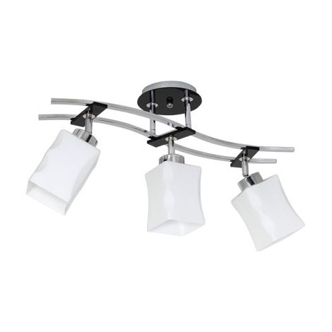 Plafonnier chromé Derby 3 globes blancs E27 Luminex