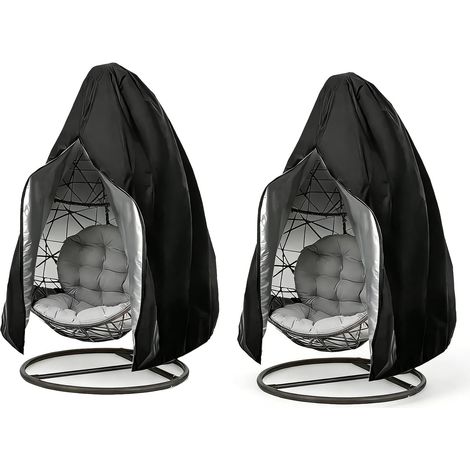 Housse de Chaise Suspendue, 2 PCS Housse Oeuf Suspendu Extérieur, Housses de Fauteuil Oeuf Suspendu, 210D Oxford-Tissu Bache de Protection avec Fermeture éclair et Cordon pour Jardin Patio 190 x 115cm (1/5)