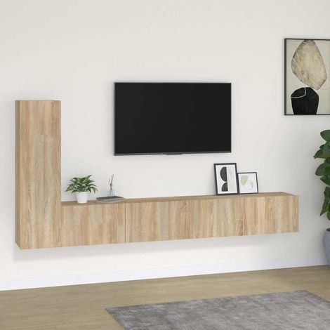 vidaXL 3 Piece TV Cabinet Set Sonoma Oak Engineered Wood (1/5)