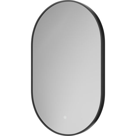 Bandon Colore Matt Black 500mm x 800mm Illuminated Dimmable LED Mirror with Demister and Touch Sensor (1/5)