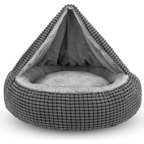 JOEJOY Mittlerer Hundekorb, runder Katzenkorb mit Decke, waschbares Hundebett, Donut-Kissen für Katzen und mittelgroße Hunde, 66 x 66 x 15 cm