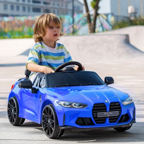 Coche de Batería para Niños 12V BMW M4 con Mando a Distancia Faros Bocina Música Velocidad 3-5 km/h Azul (1/5)