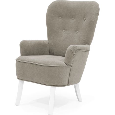 Velo Sessel - Gepolsterter Sessel mit Holzbeinen, Retro-Stil, Farbe Latte (1/5)