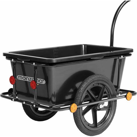 Monzana Rimorchio per bicicletta vasca in plastica rimovibile 90L carrello per bici trasporto oggetti 80Kg (1/5)