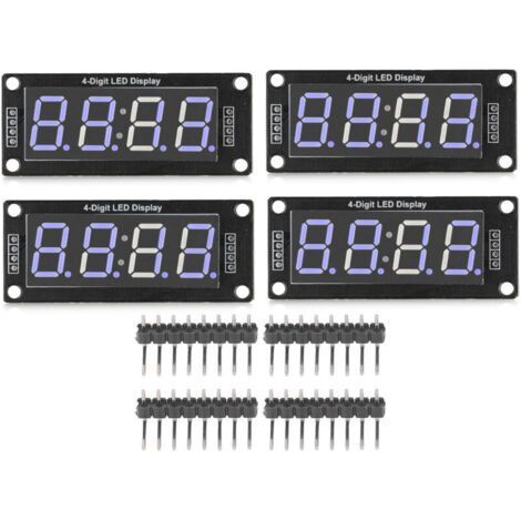 4 Modules d'affichage LED TM1637 7 segments avec tubes numériques 4 chiffres 0.56 pouces bleus pour horloge (1/5)