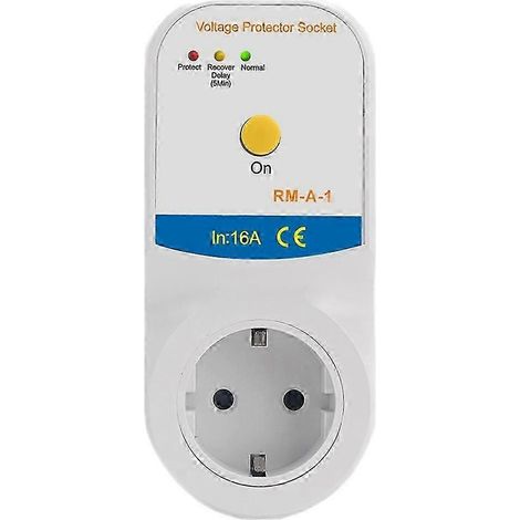 Interrupteur de prise de protection automatique contre les surtensions 16 A, compatible avec les prises européennes et les appareils électroménagers (FDQ) (1/5)
