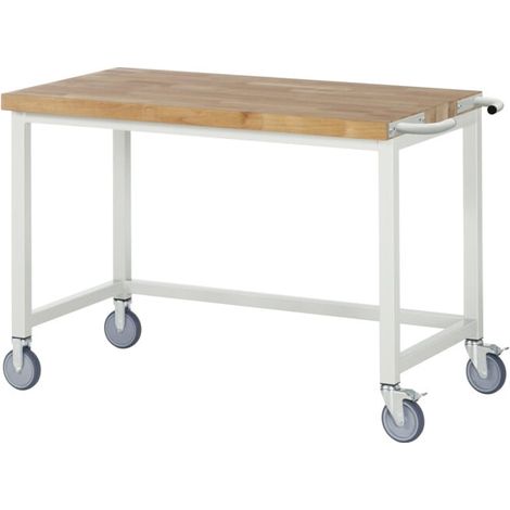 Etabli mobile brut avec traverse LxPxH 1250x700x880mm (1/5)