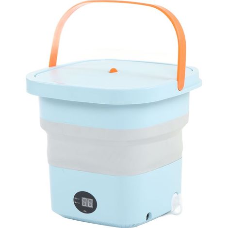 Lavatrice portatile, mini lavatrice a secchio da 6 litri, lavatrice automatica pieghevole con schermo LCD per appartamento, viaggi, campeggio, camper, 100–240 V, spina UE blu (1/5)