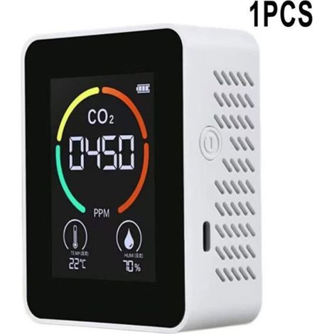 Détecteur Co2 - Écran LCD Couleur - Batterie 1200 Mah - Pour Maison Bureau Serre Laboratoire - 1 Pièce (1/5)