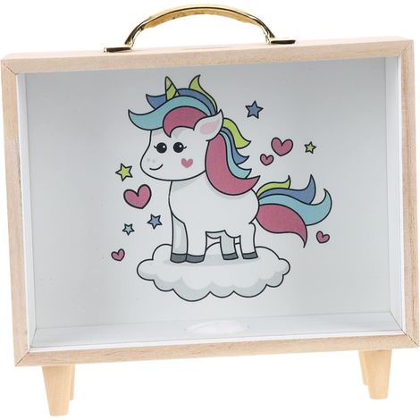 Bois Licorne Colorée Coffre à Décoratif pour Maison École Bureau (1/5)