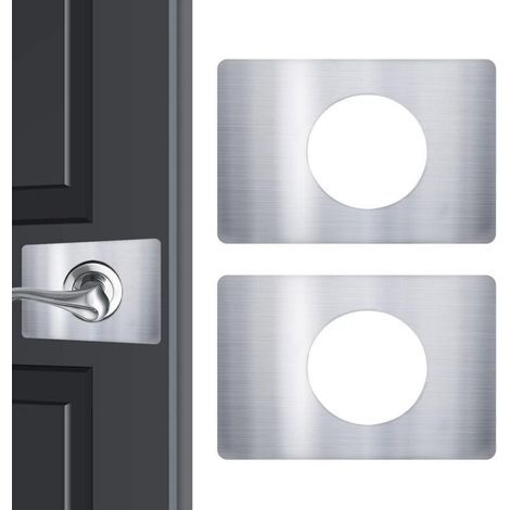 Pair Plaque de réparation pour serrure de porte, plaque de renforcement pour serrure de porte, plaque de fixation - Argent 2 Packs