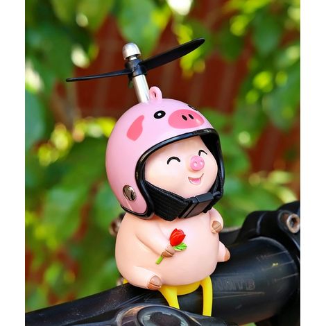 Simpatiche statuette di maialino in peluche con casco, ciondolo portafortuna a forma di maialino per bicicletta, moto, auto elettrica, cruscotto, decorazione kawaii a forma di maialino in gomma per ba