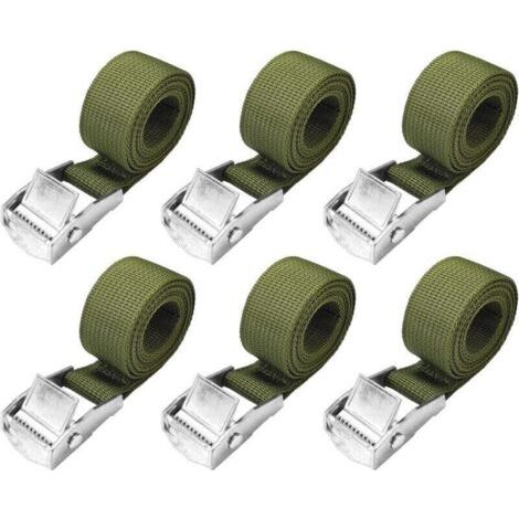 Sangles d'arrimage de 1 m - Lot de 6 Courte Sangle a Cliquet avec Boucle de Serrage 25mm 250kg Sangle Porte Velo, Sangle Moto Extrêmement Robustes