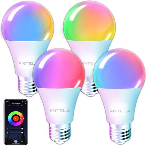 Ampoule Connectée E27 WiFi 9W 1000LM Ampoule LED Intelligente RGB+CCT 2700K-6500K, Compatible avec 4PCs (1/5)
