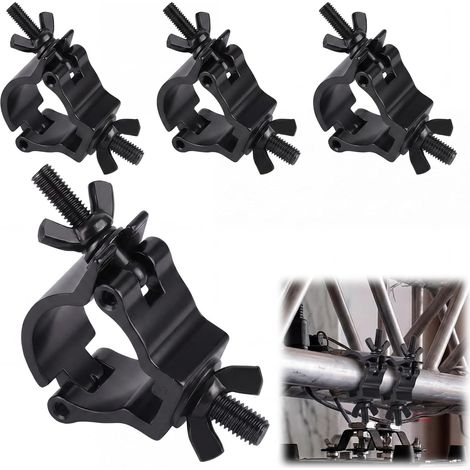 Lot de 4 pinces de traverse 30-35 mm : crochet en aluminium pour éclairage de scène 80 kg Support pour éclairage DJ Accessoires pour techniciens d'éclairage (1/5)