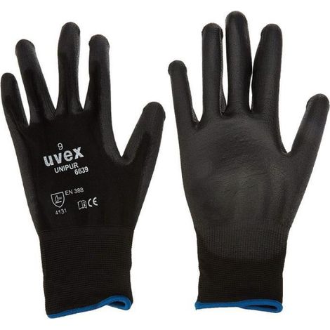 Uvex 60248 9 Unipur 6639 Gants de sécurité, taille: 9, Noir - 60248 9