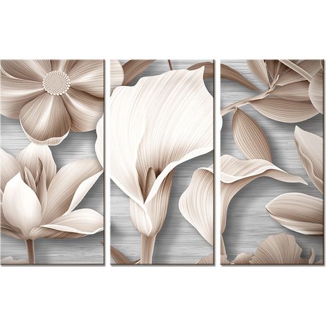 Lupia - GRANDE QUADRO Moderno su Tela in 3 Pezzi  Stampa su Tela PVC  Decorazione per Soggiorno e Ufficio  Facile da Appendere  Arte Italiana, Flowers Graphics Mix, 122x180 cm (1/4)
