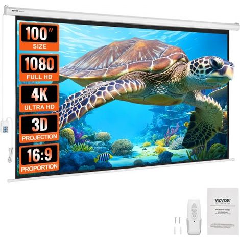 Écran de Projection Motorisé 254 cm 16:9 HD 4K 1080 Toile de (1/5)