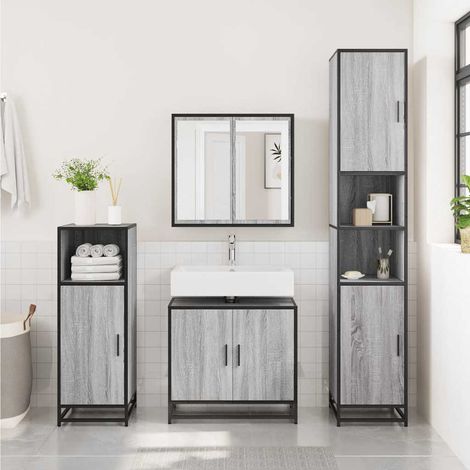 Waschbeckenunterschrank Grau Sonoma 65x33x60 cm Holzwerkstoff