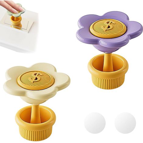 Lot de 2 aides créatives en forme de fleur pour bouton de chasse d'eau — Spécialement conçues pour les personnes aux ongles longs. (1/5)
