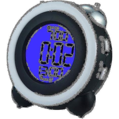Réveil numérique LED 4 pouces à double alarme, volume sonore élevé, affichage de l'heure et de la date, 2 alarmes, bleu (1/4)