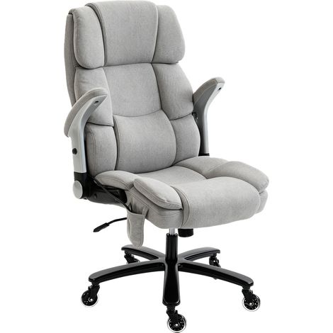 Fauteuil de bureau gris clair avec airbag, soutien lombaire, accoudoirs rabattables, ressorts ensachés (1/5)