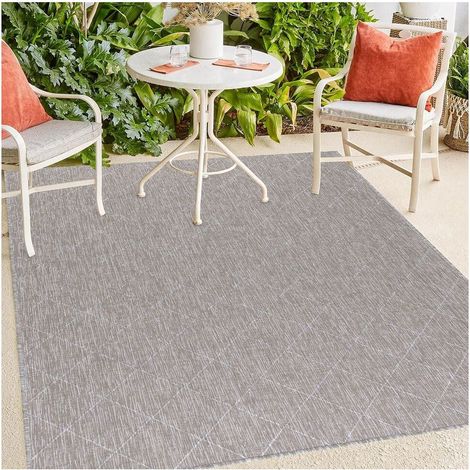 Tapis graphique intérieur et extérieur design Anuk Beige 120x170 (1/5)