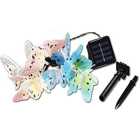 1 guirnalda de luces solares, 12/20 LED, diseño de mariposa, resistente al agua, para jardín, patio, fiesta. (1/5)