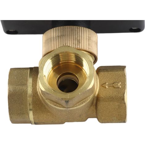 Vanne à bille motorisée en laiton DN32 G1‑1/4", 12‑24V CC, 2 voies 3 fils, pour systèmes de chauffage et d'arrosage automatique.